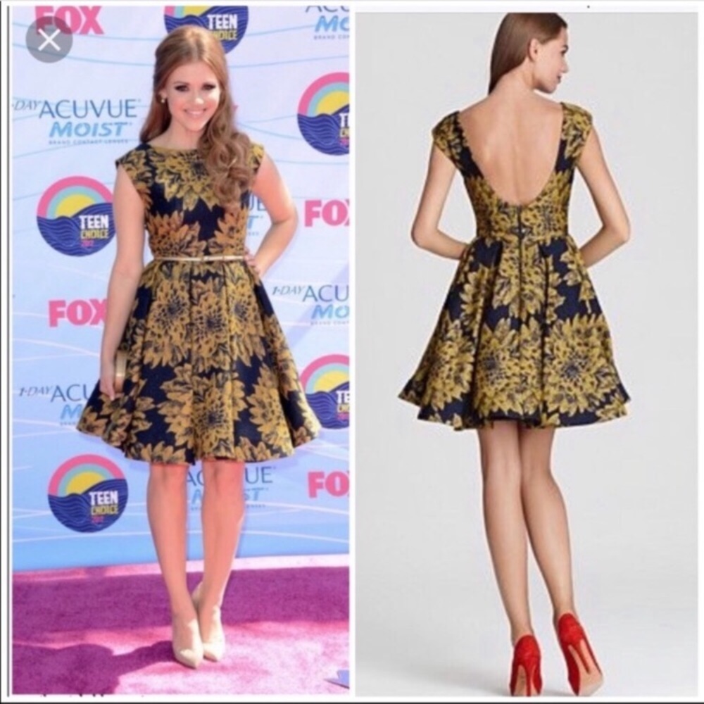 Alice + Olivia “Reese” box pleat flare dress 6 - Picture 2 of 6
